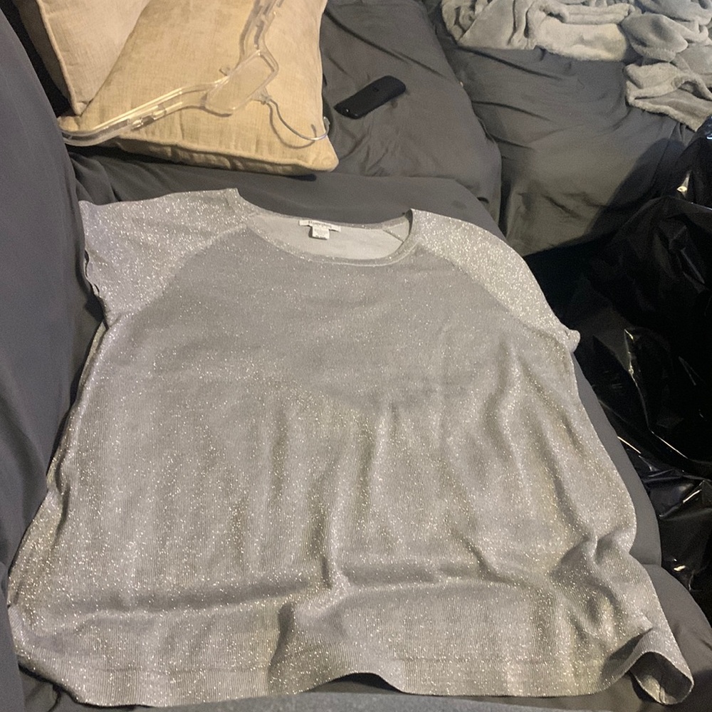 Gray and silver Hampshire studio short sleeve shirt with half sleeve jacket